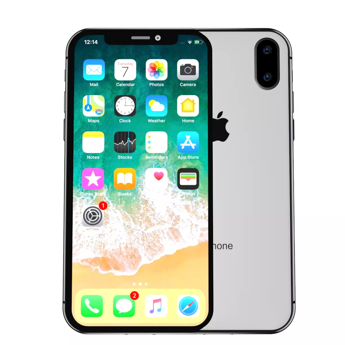 iPhone X xr silver 3D model