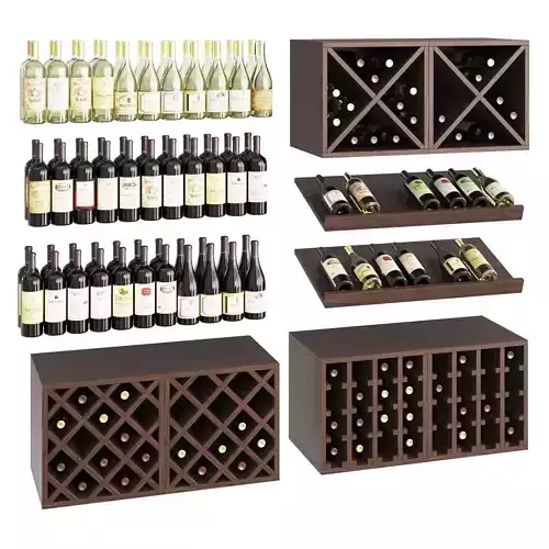 Wine set rack with bottles in it