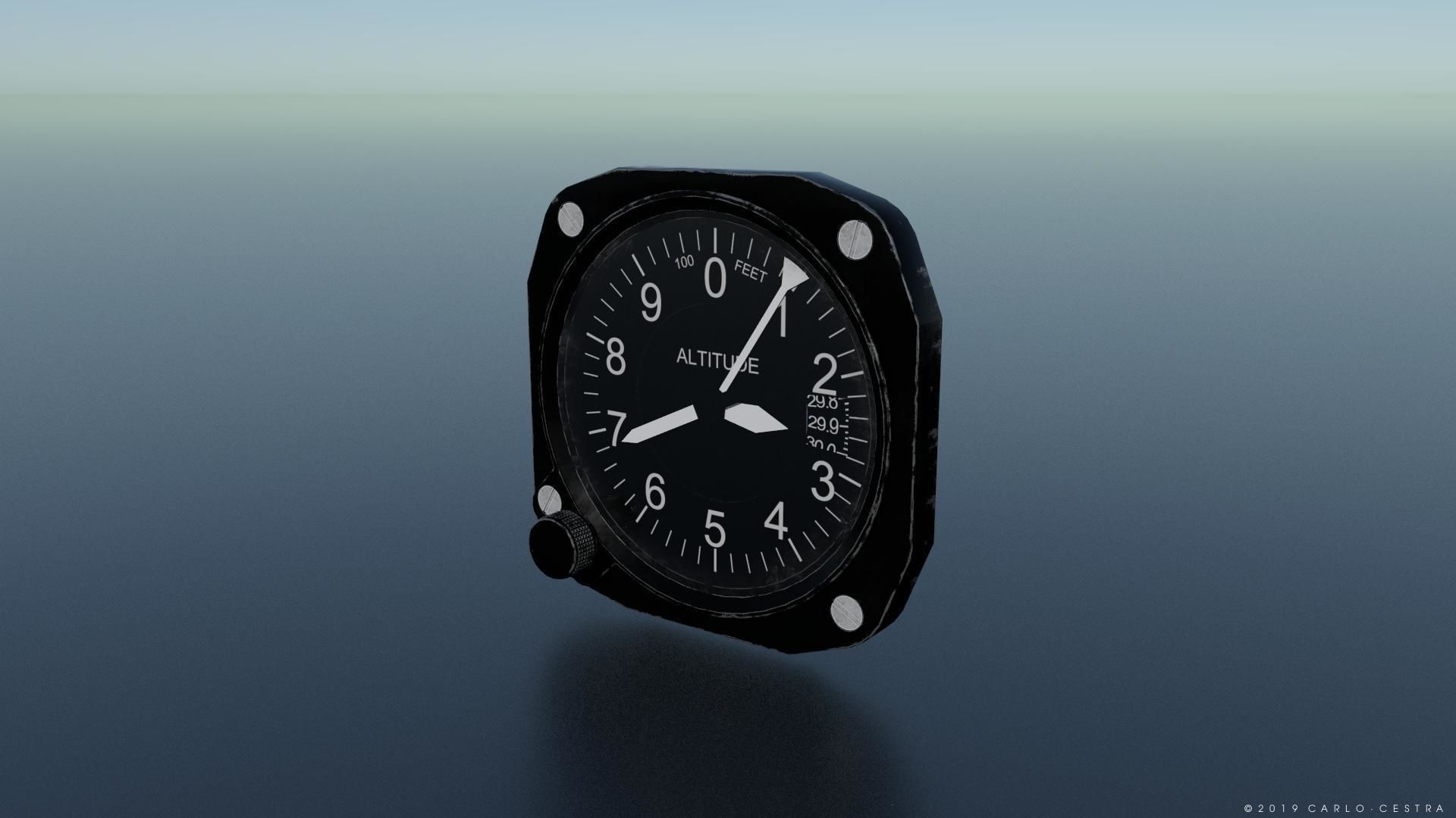US ALTIMETER GAUGE Low-poly 3D model_1