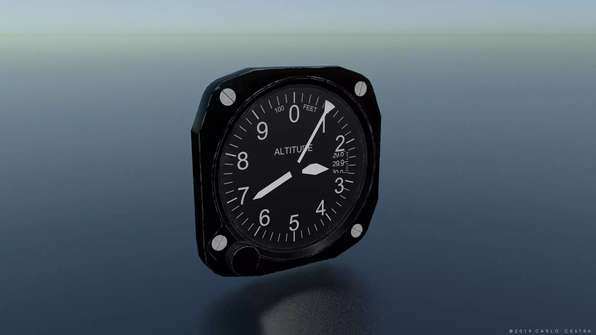 US ALTIMETER GAUGE Low-poly 3D model_0