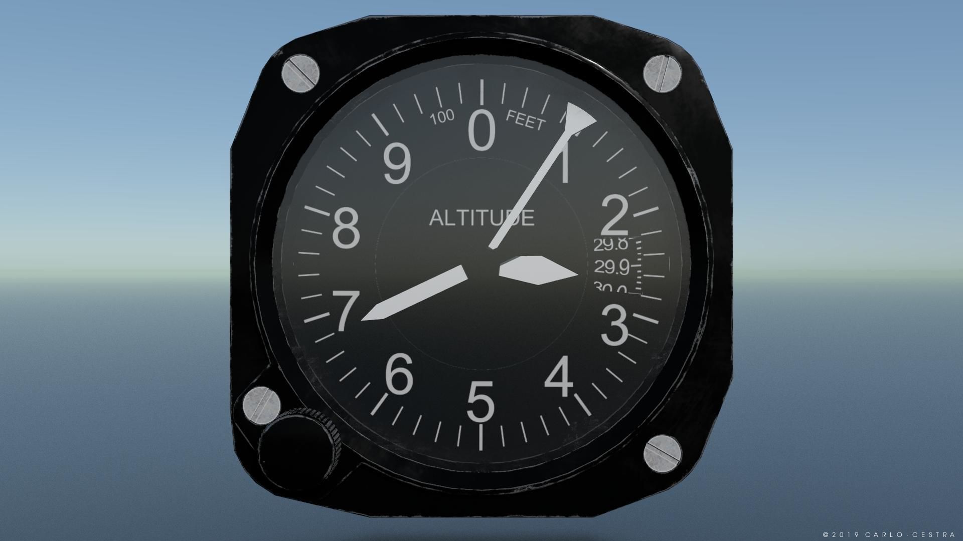US ALTIMETER GAUGE Low-poly 3D model_5
