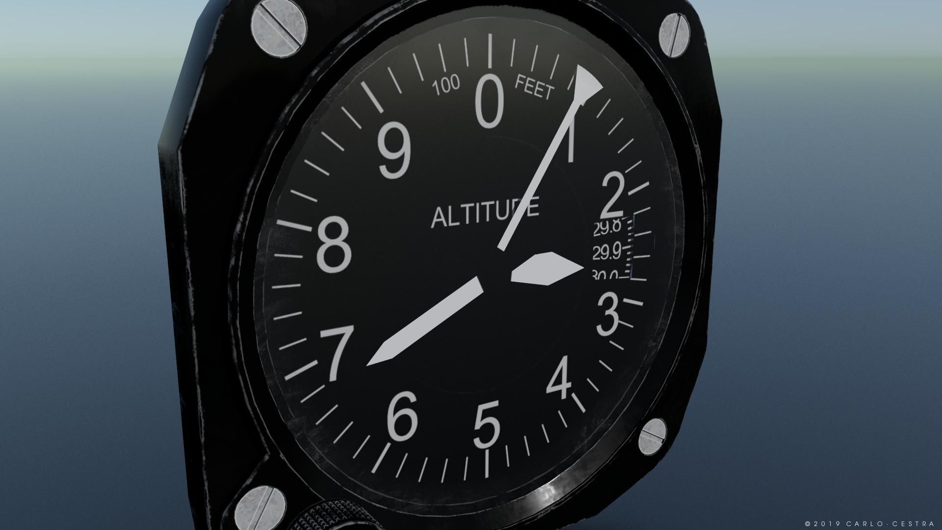 US ALTIMETER GAUGE Low-poly 3D model_3