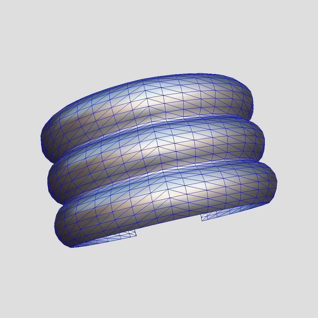 Cuff 2 three gold plated rings Low-poly 3D model_3