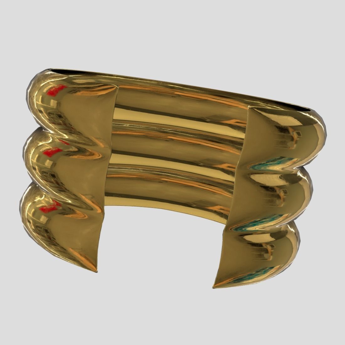 Cuff 2 three gold plated rings Low-poly 3D model_10
