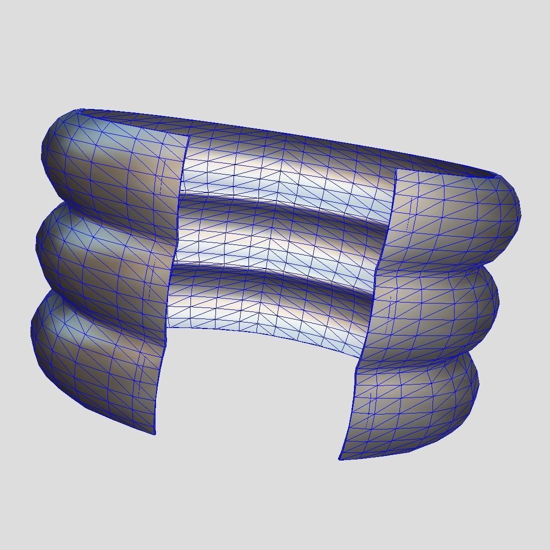 Cuff 2 three gold plated rings Low-poly 3D model_11