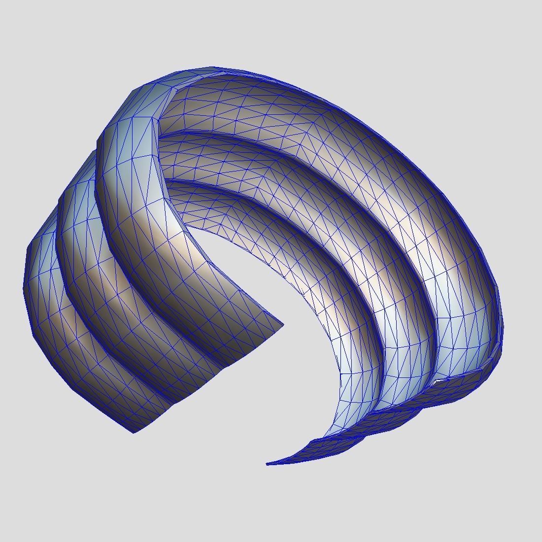 Cuff 2 three gold plated rings Low-poly 3D model_9