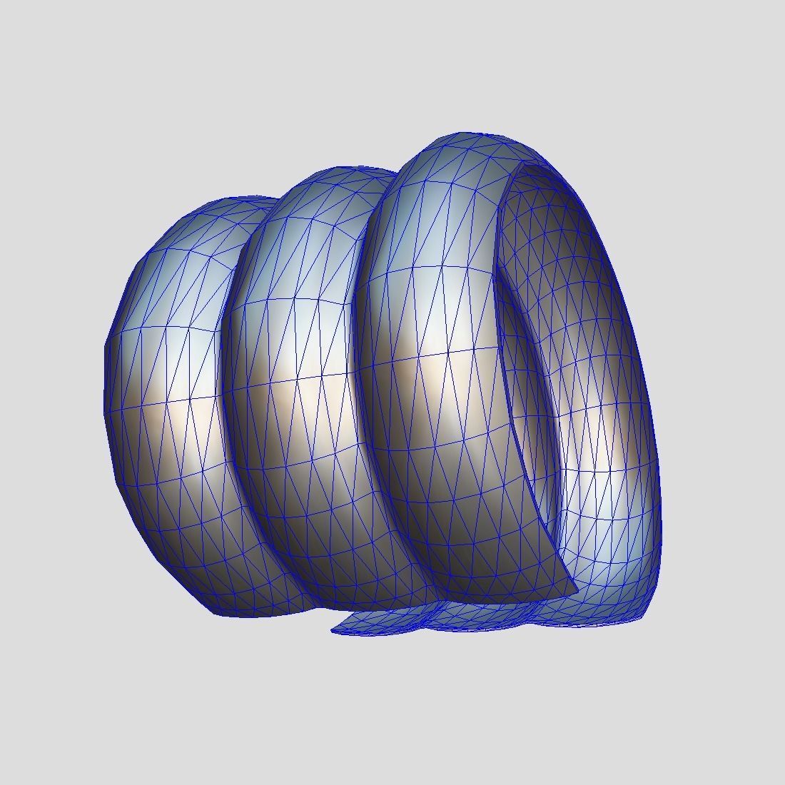 Cuff 2 three gold plated rings Low-poly 3D model_7