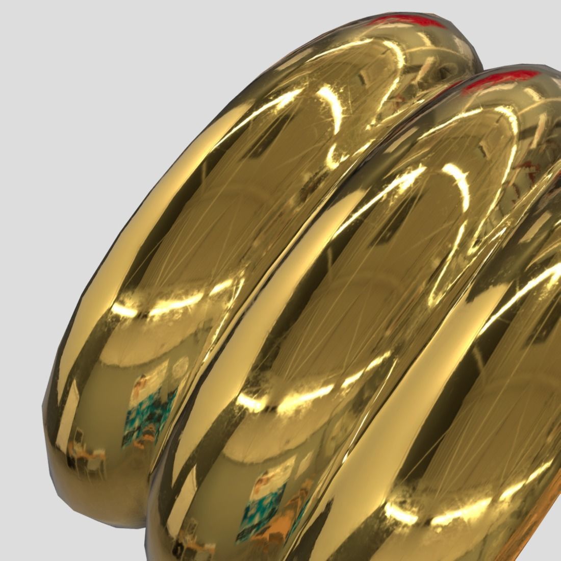 Cuff 2 three gold plated rings Low-poly 3D model_13