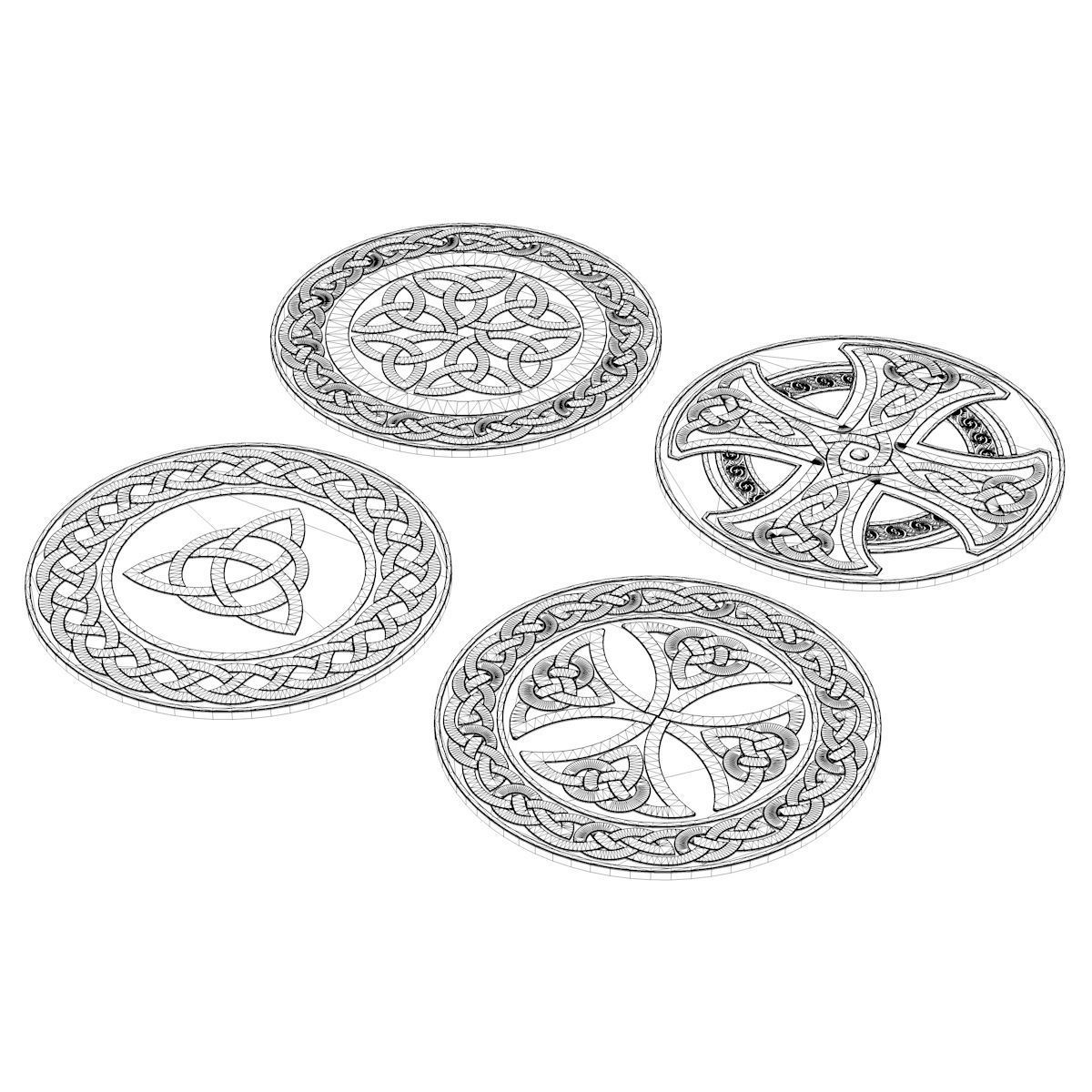 Celtic Medals Fantasy Coins - Circle Patterns 3D model_2