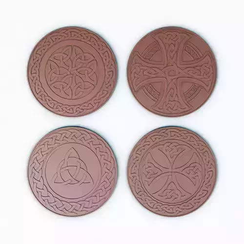 Celtic Medals Fantasy Coins - Circle Patterns 3D model