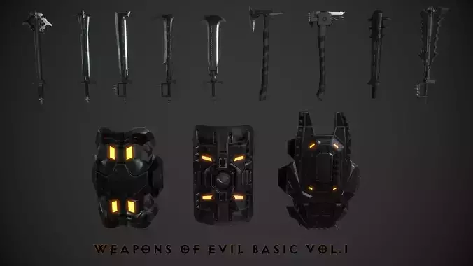 Weapons of Evil Basic Vol1 Lowpoly Low-poly 3D model