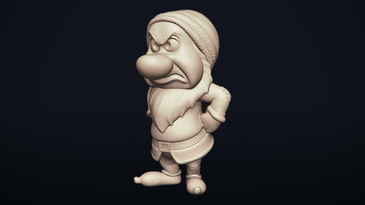 Grumpy - One of the seven Dwarfs - printable 3D print model_7