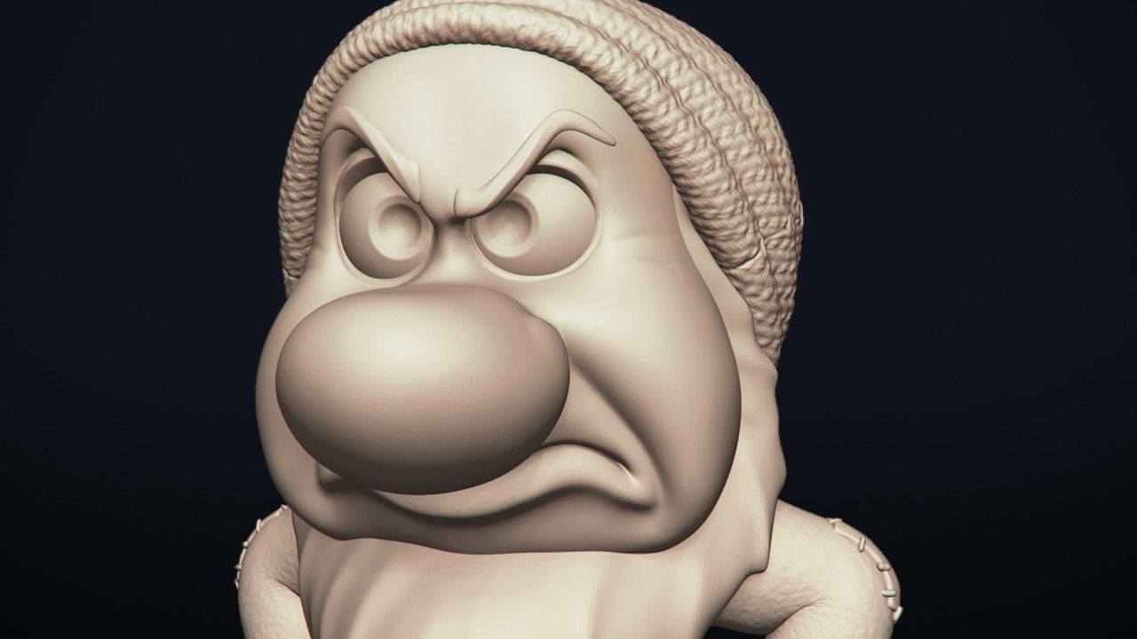 Grumpy - One of the seven Dwarfs - printable 3D print model_15