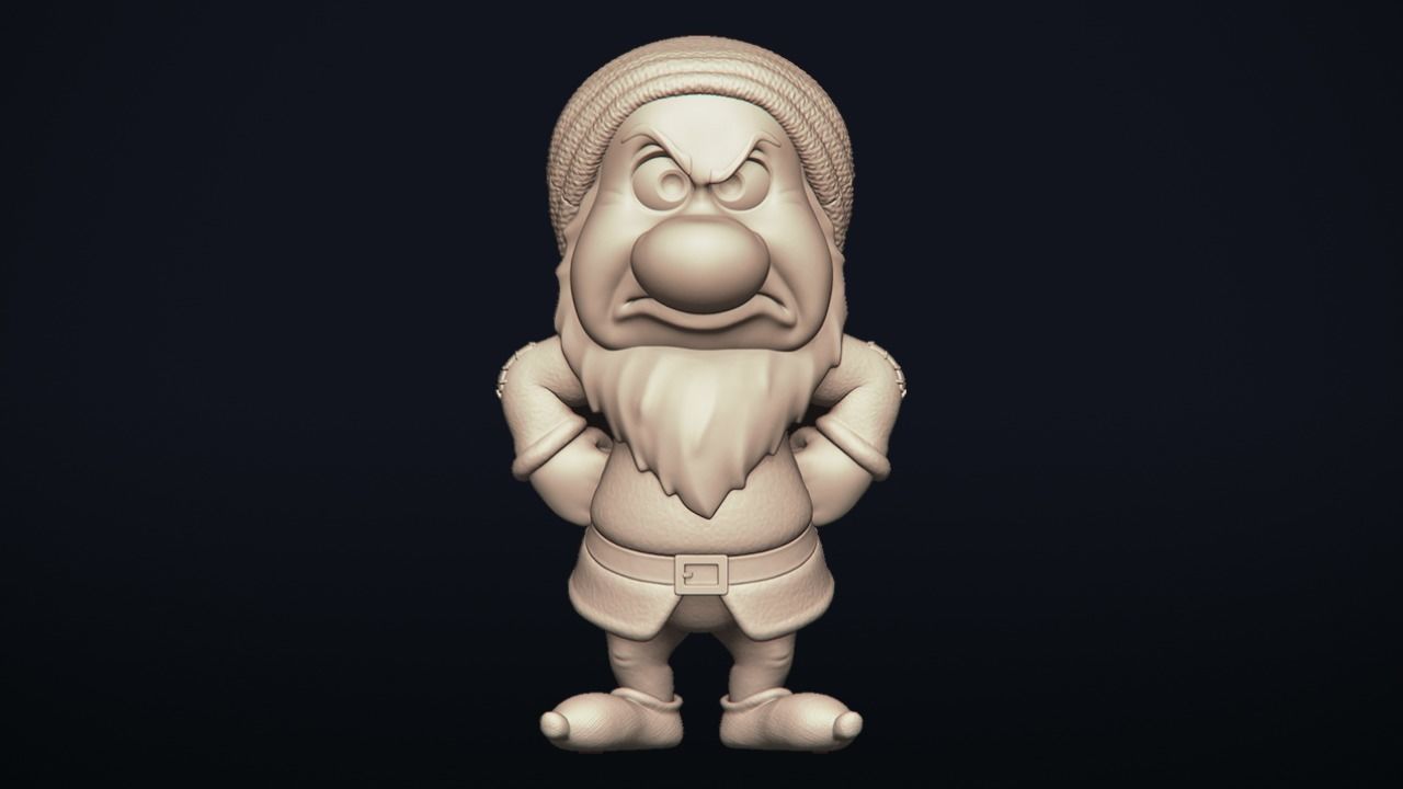 Grumpy - One of the seven Dwarfs - printable 3D print model_1