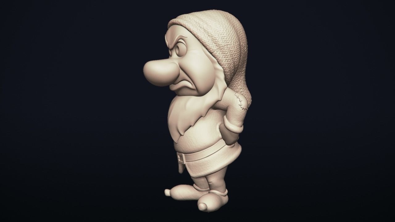 Grumpy - One of the seven Dwarfs - printable 3D print model_8