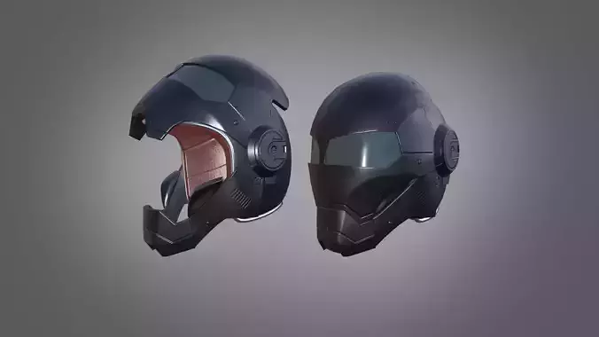 Low poly IRON MAN Motorcycle Helmet Low-poly 3D model