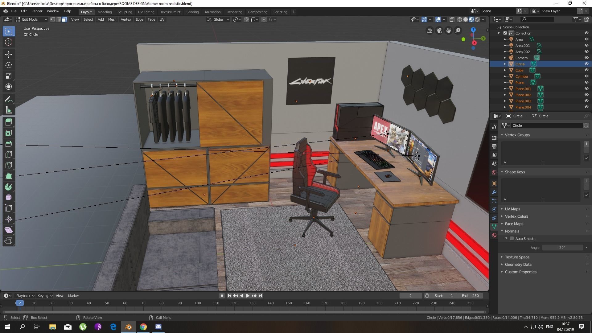 Realistic gamer room Low-poly 3D model_5