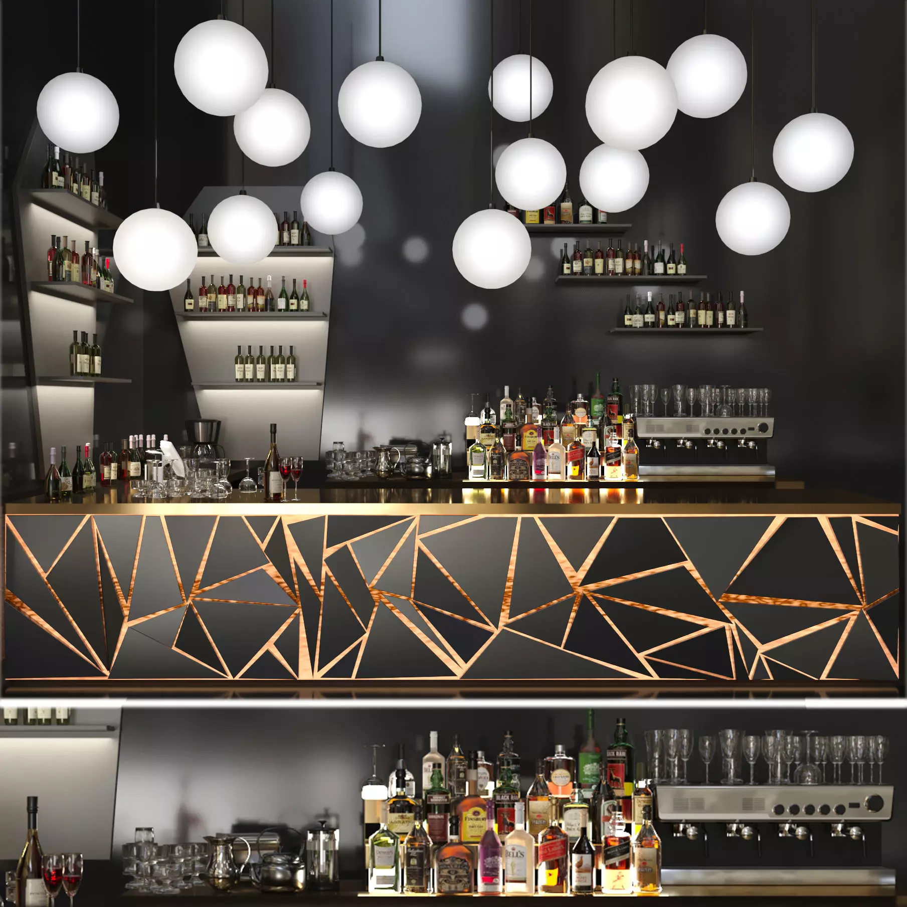 Backlit bar 3D model