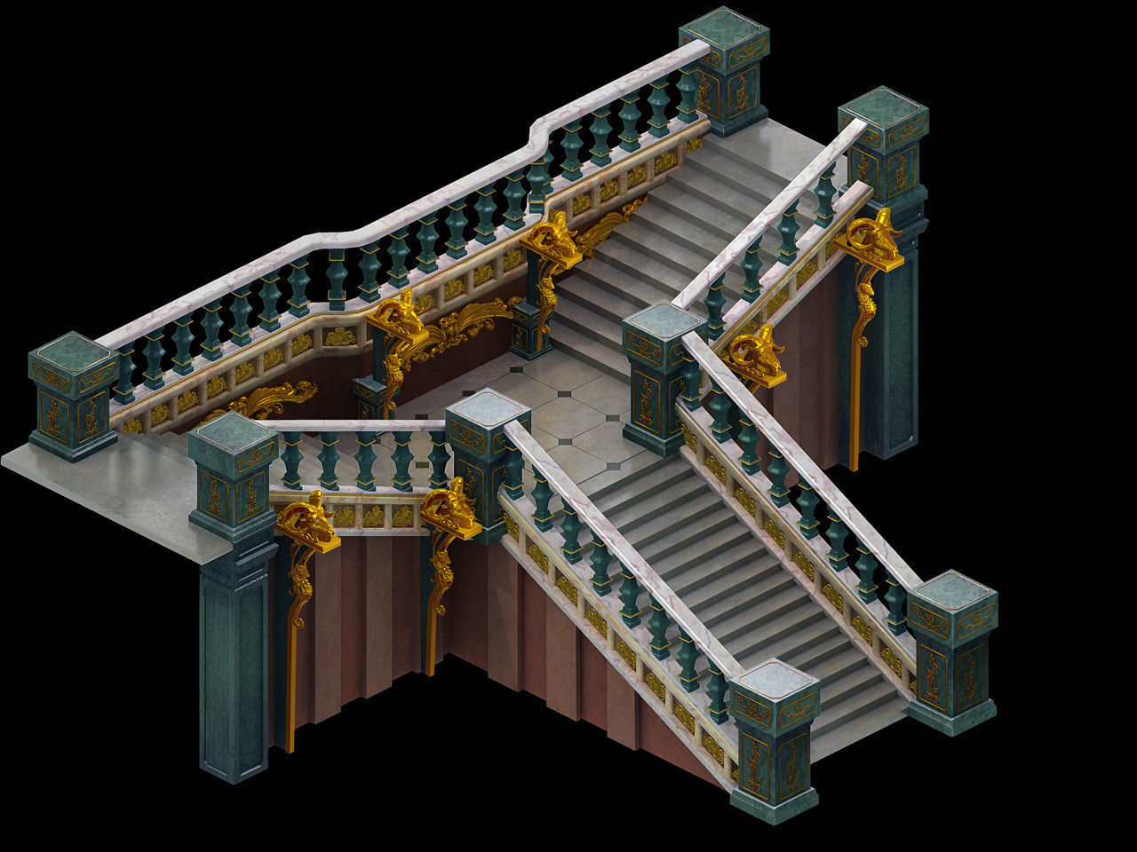 Tang Vampire warriors area - stairs 01 3D model_1