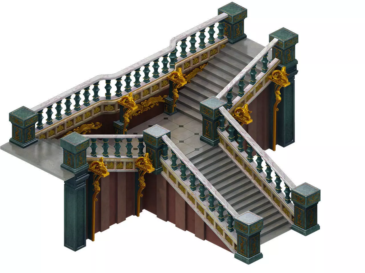 Tang Vampire warriors area - stairs 01 3D model_0