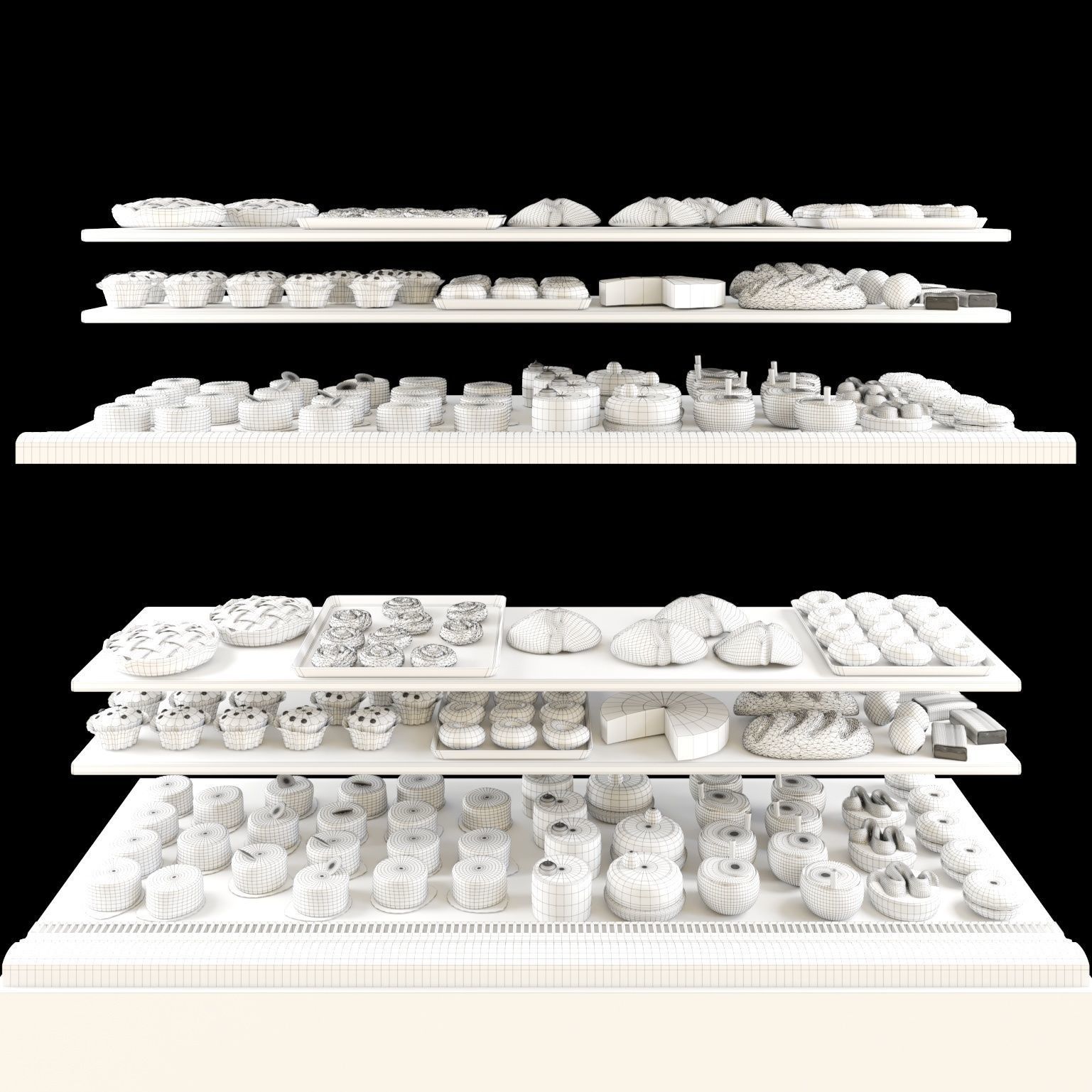 Fridge with desserts 3D model_1