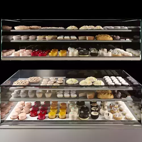 Fridge with desserts 3D model