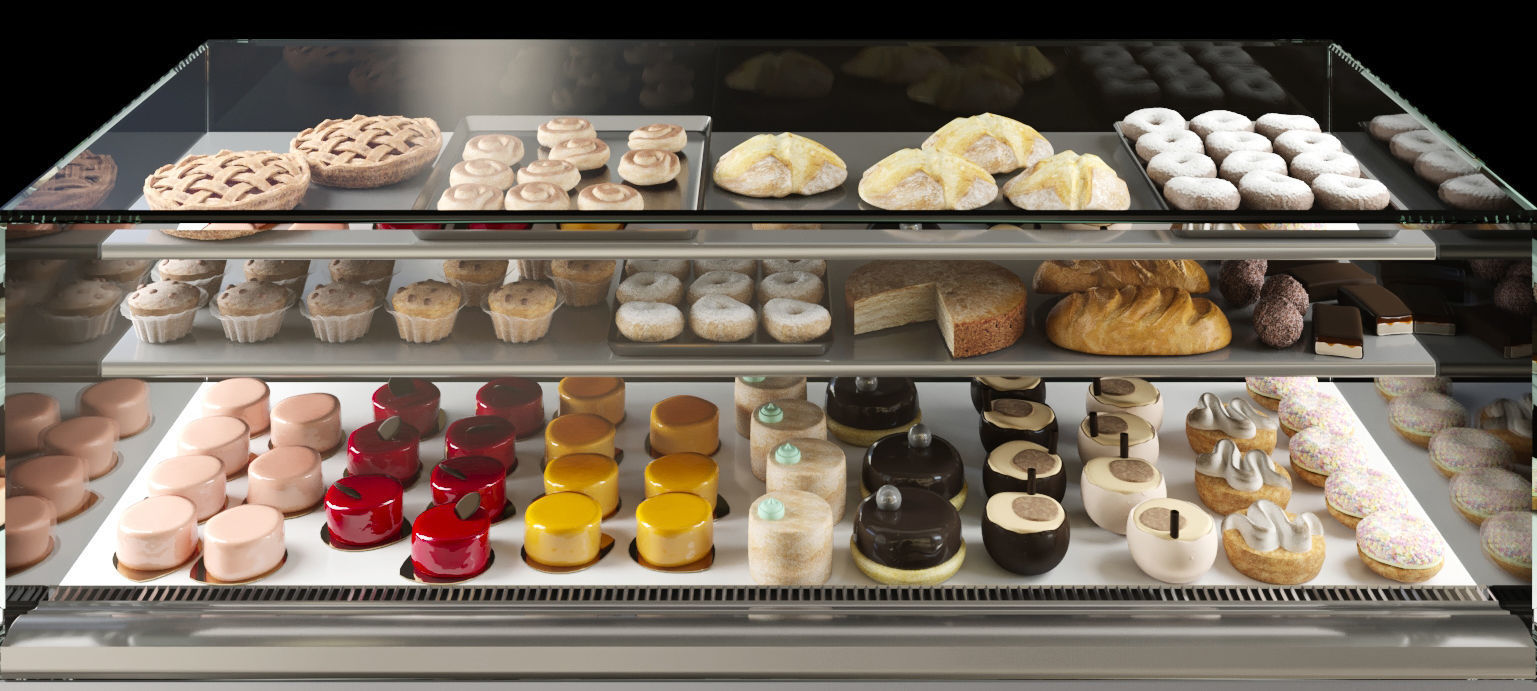 Fridge with desserts 3D model_3