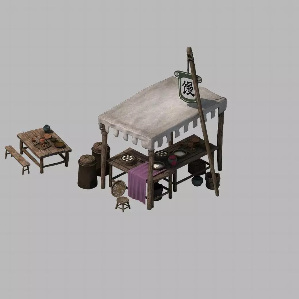 Tang Small vendors - bread shop 01 3D model_0