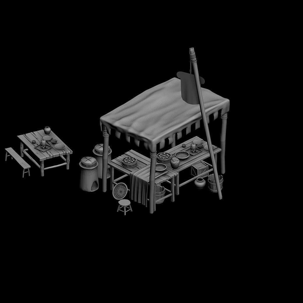 Tang Small vendors - bread shop 01 3D model_5