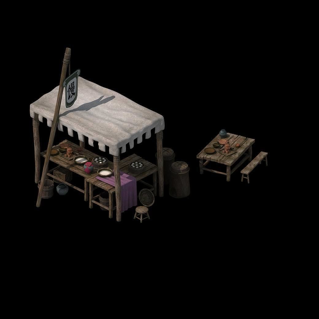 Tang Small vendors - bread shop 01 3D model_3