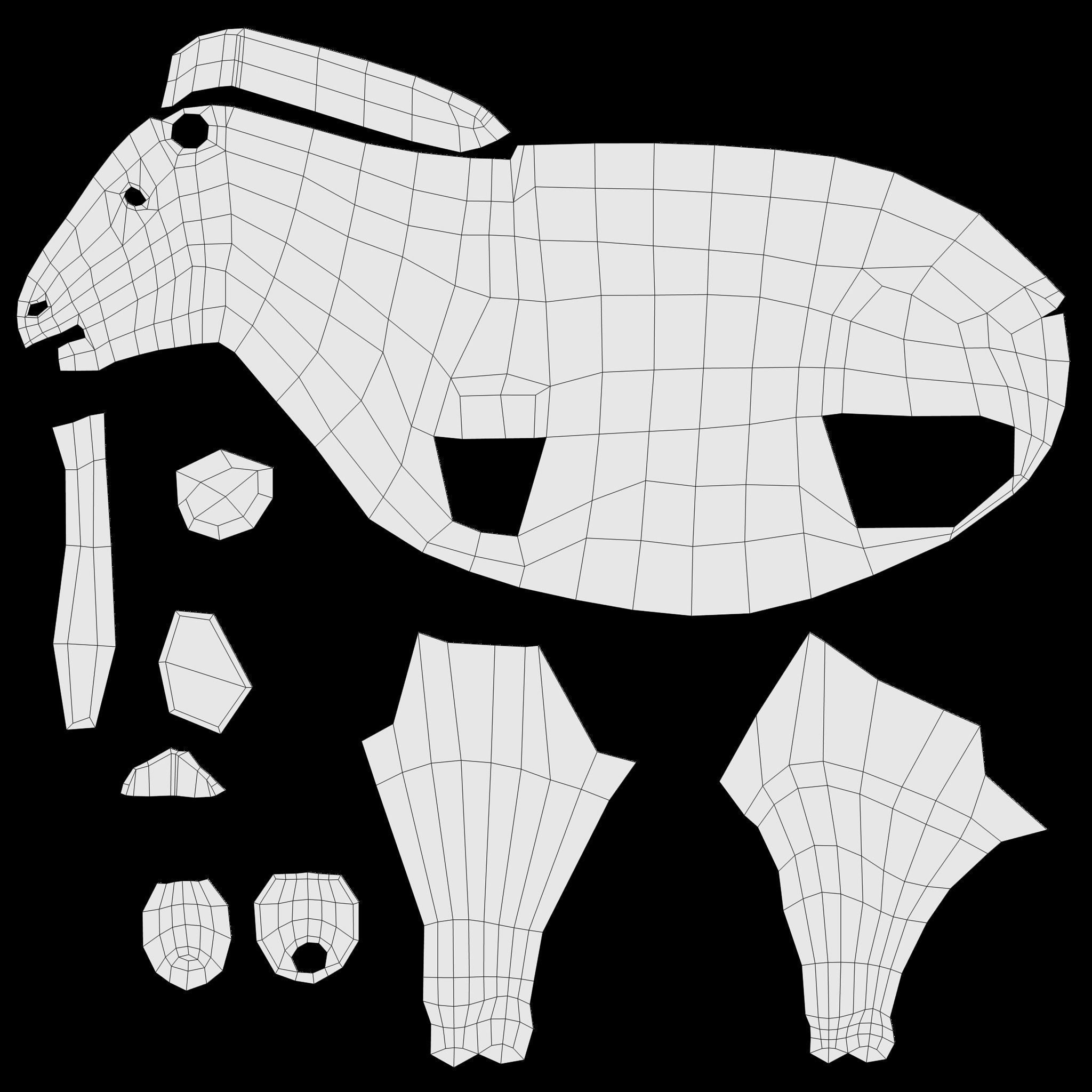 Low Poly Cartoon Zebra Low-poly 3D model_18