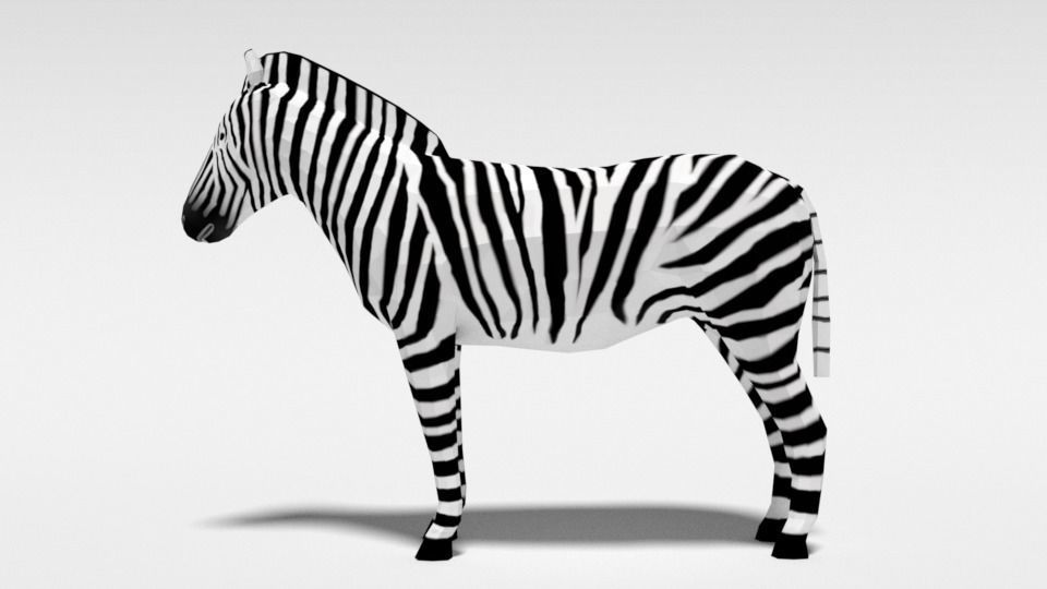 Low Poly Cartoon Zebra Low-poly 3D model_1