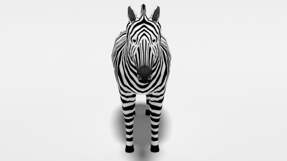 Low Poly Cartoon Zebra Low-poly 3D model_2