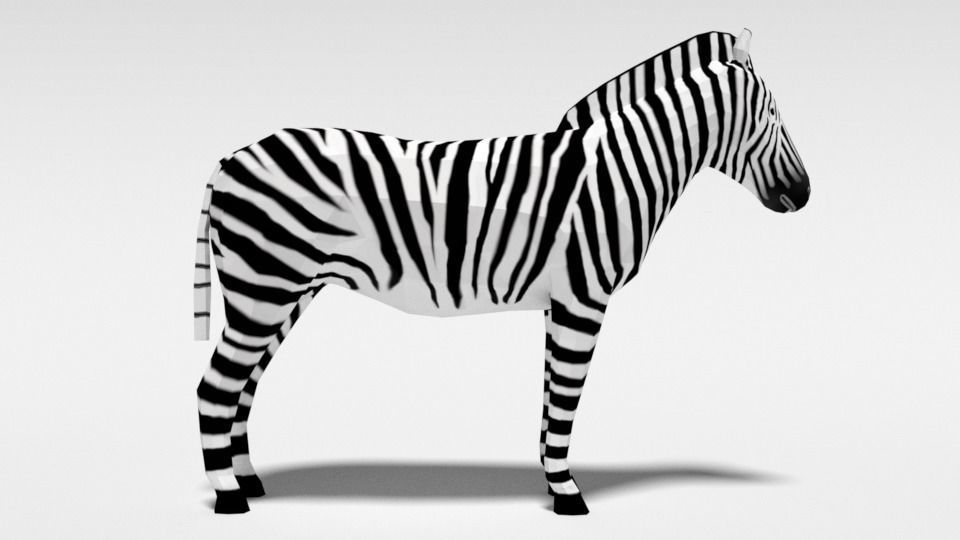 Low Poly Cartoon Zebra Low-poly 3D model_4