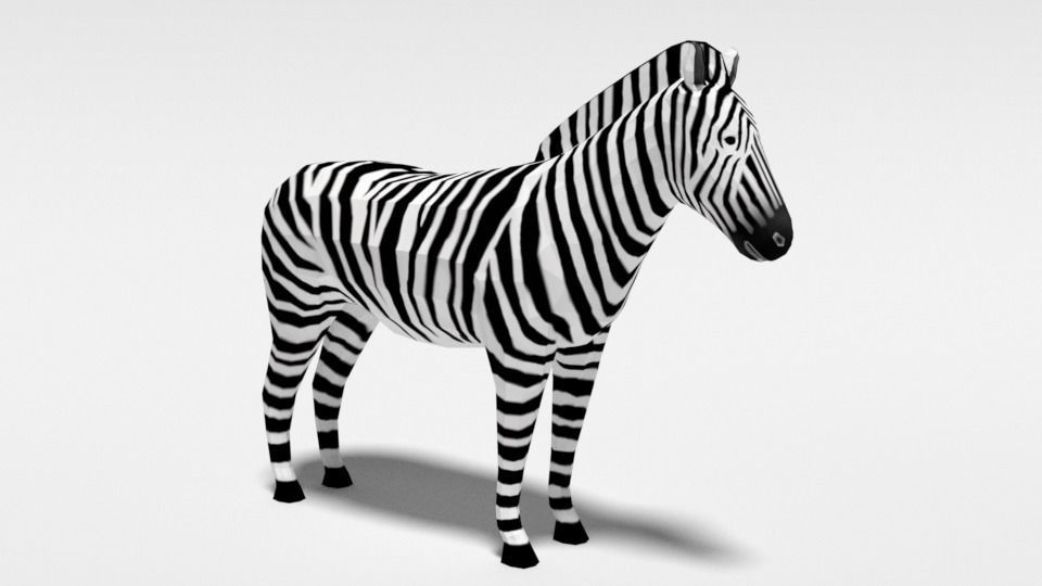 Low Poly Cartoon Zebra Low-poly 3D model_3