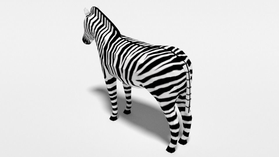 Low Poly Cartoon Zebra Low-poly 3D model_7