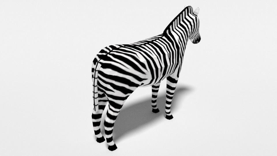 Low Poly Cartoon Zebra Low-poly 3D model_5