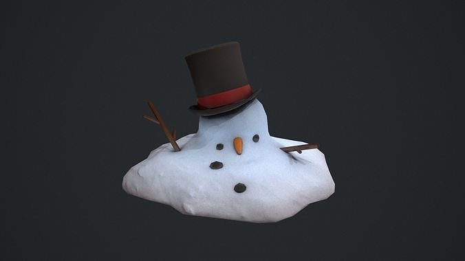 Melted Snowman Low-poly 3D model