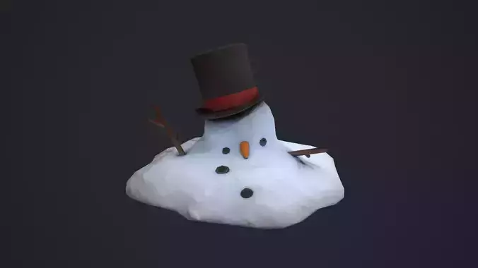 Melted Snowman Low-poly 3D model