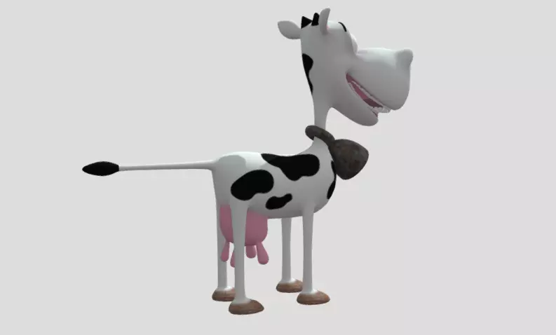 Funny cow Animated and rigged Low-poly 3D model_0