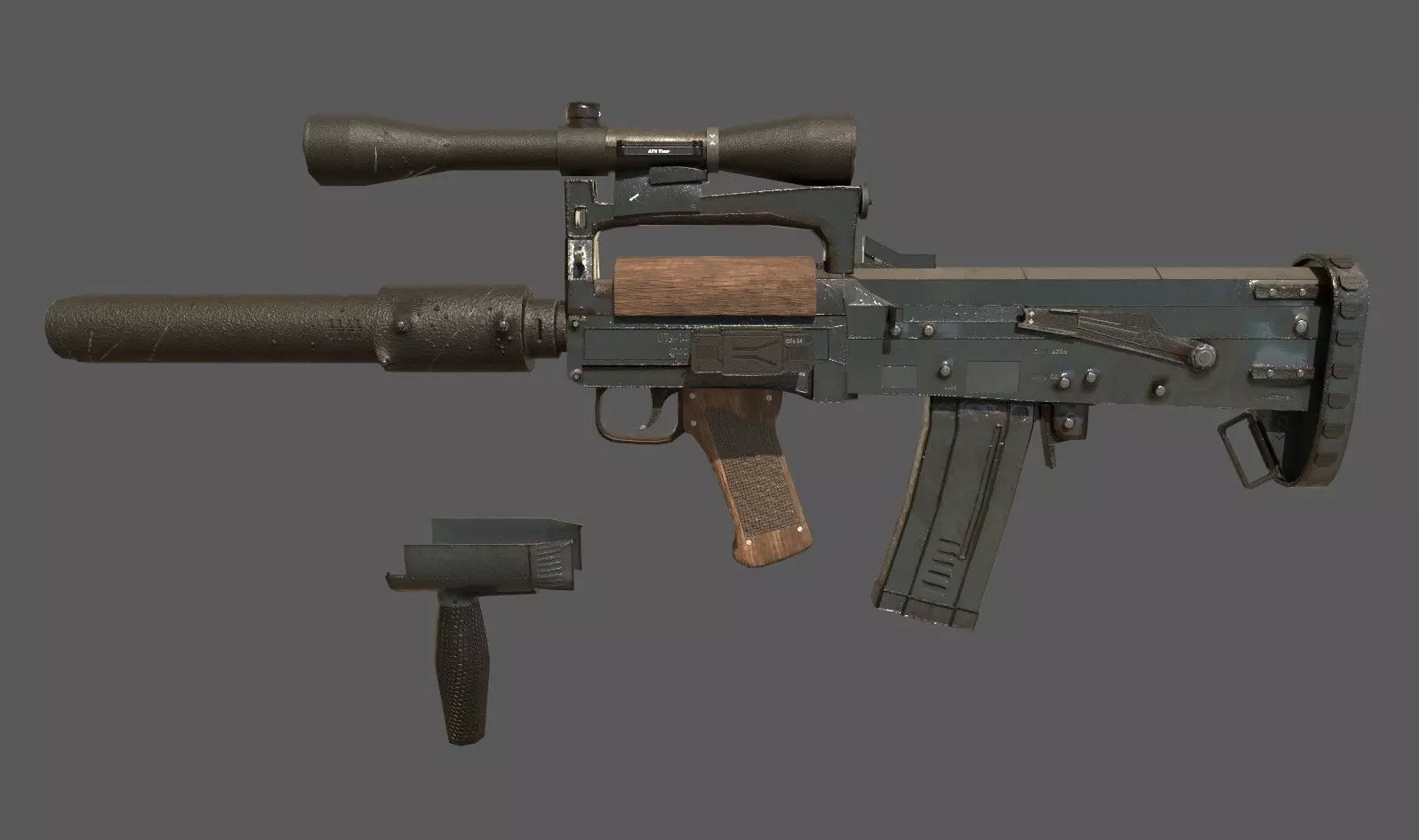 Customizable Ots - 14 Groza PBR Low-poly 3D model Low-poly 3D model_0