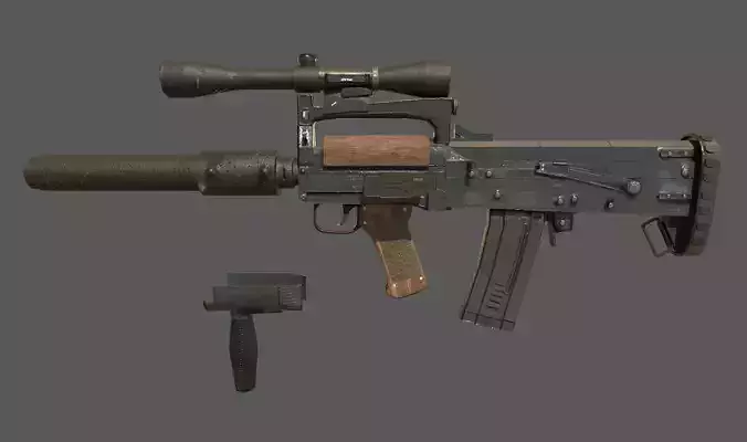 Customizable Ots - 14 Groza PBR Low-poly 3D model Low-poly 3D model