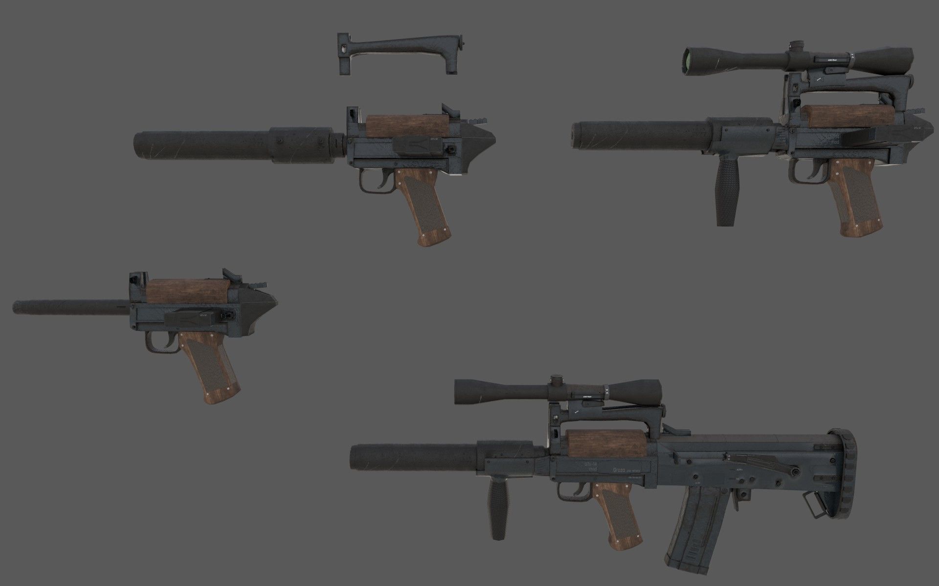 Customizable Ots - 14 Groza PBR Low-poly 3D model Low-poly 3D model_12