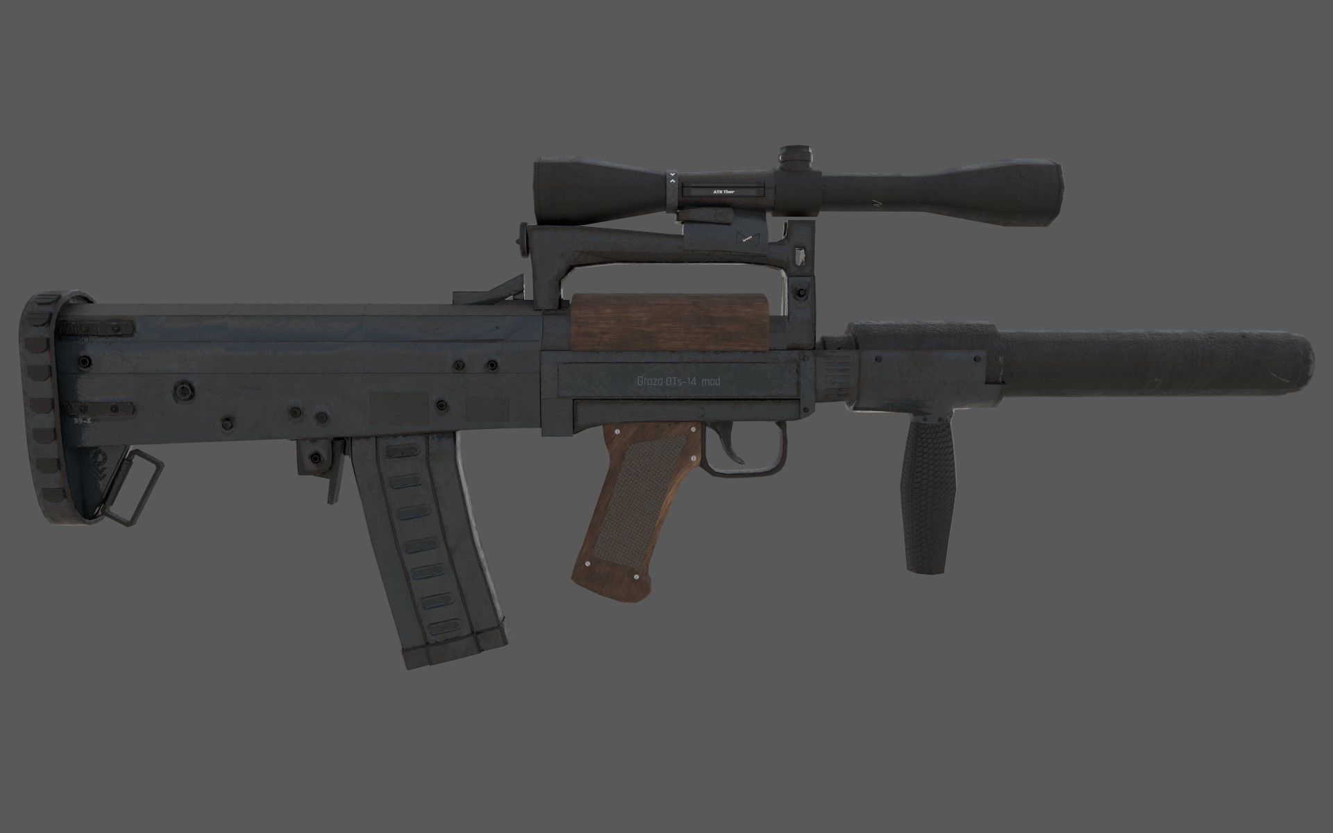 Customizable Ots - 14 Groza PBR Low-poly 3D model Low-poly 3D model_4