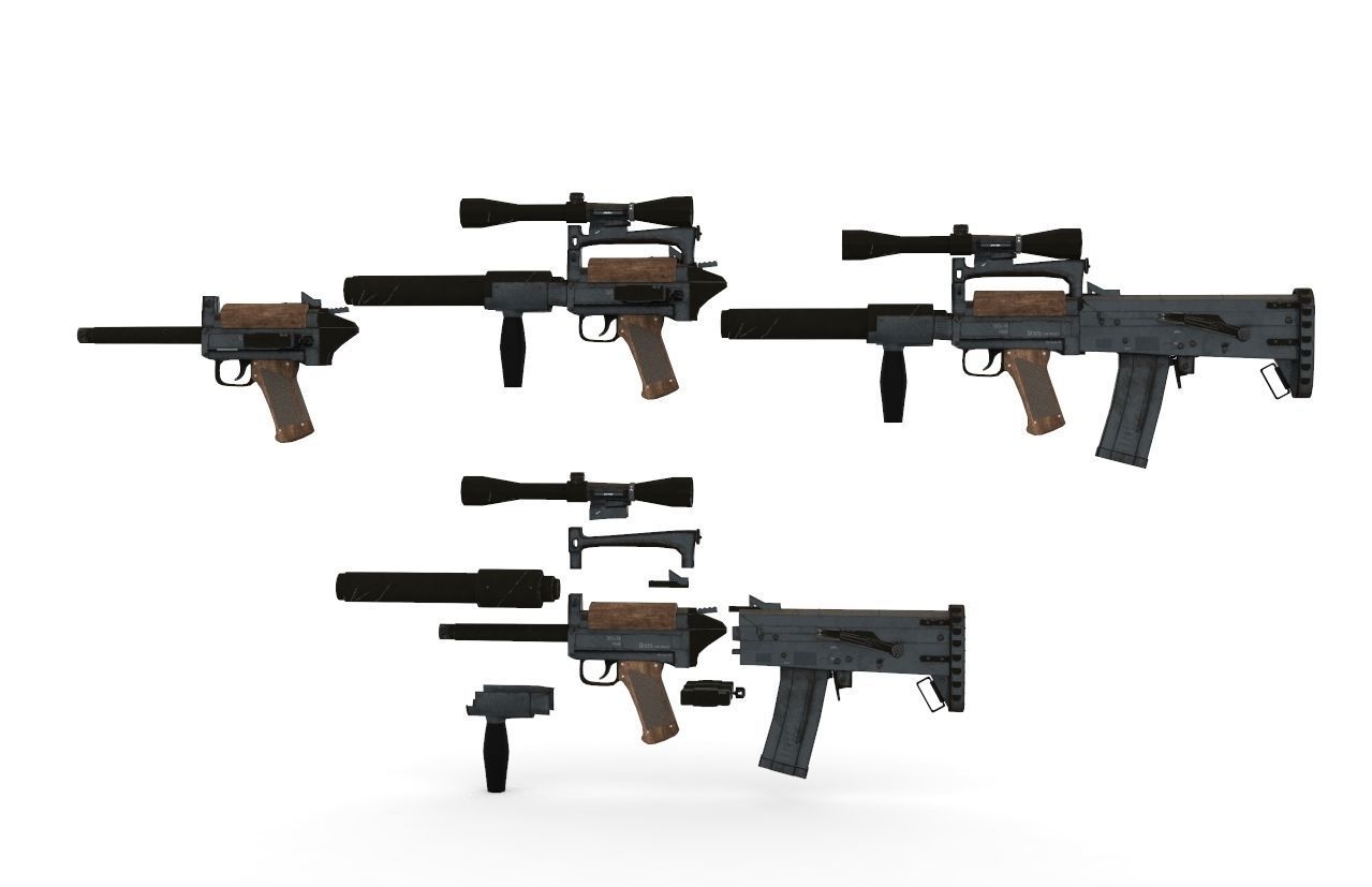 Customizable Ots - 14 Groza PBR Low-poly 3D model Low-poly 3D model_1