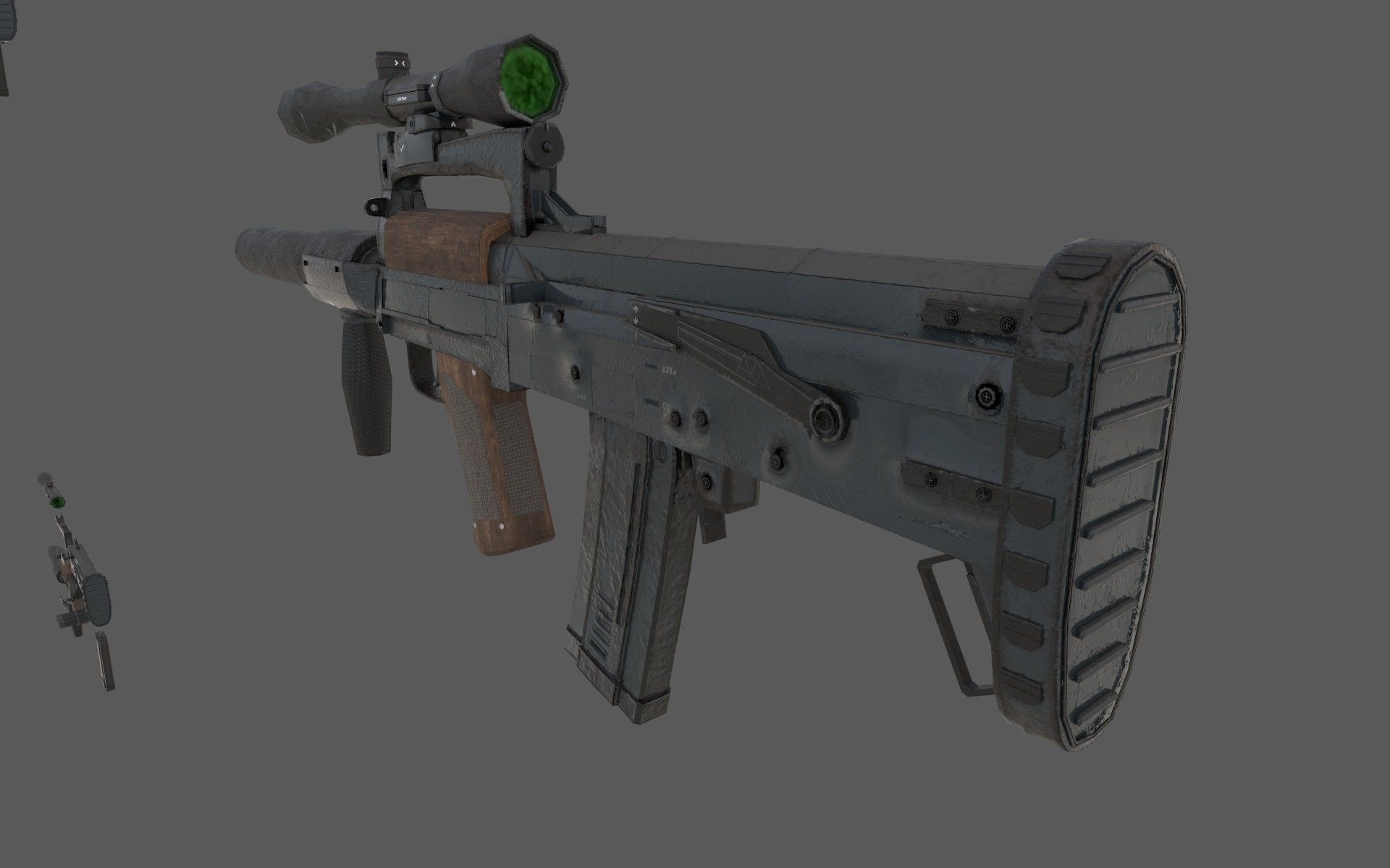 Customizable Ots - 14 Groza PBR Low-poly 3D model Low-poly 3D model_5
