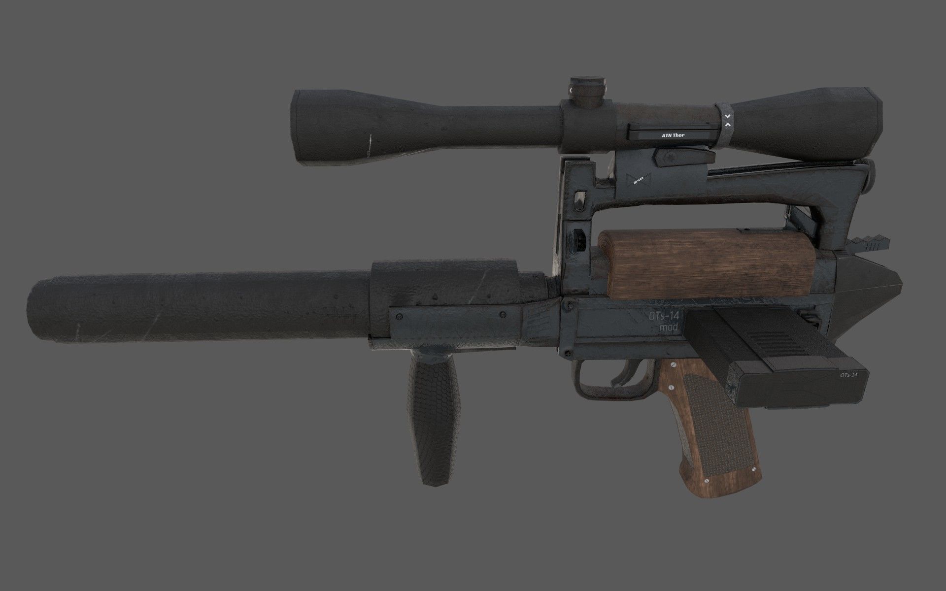 Customizable Ots - 14 Groza PBR Low-poly 3D model Low-poly 3D model_11