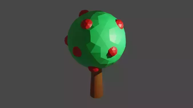 LowPoly Tree apple with berries