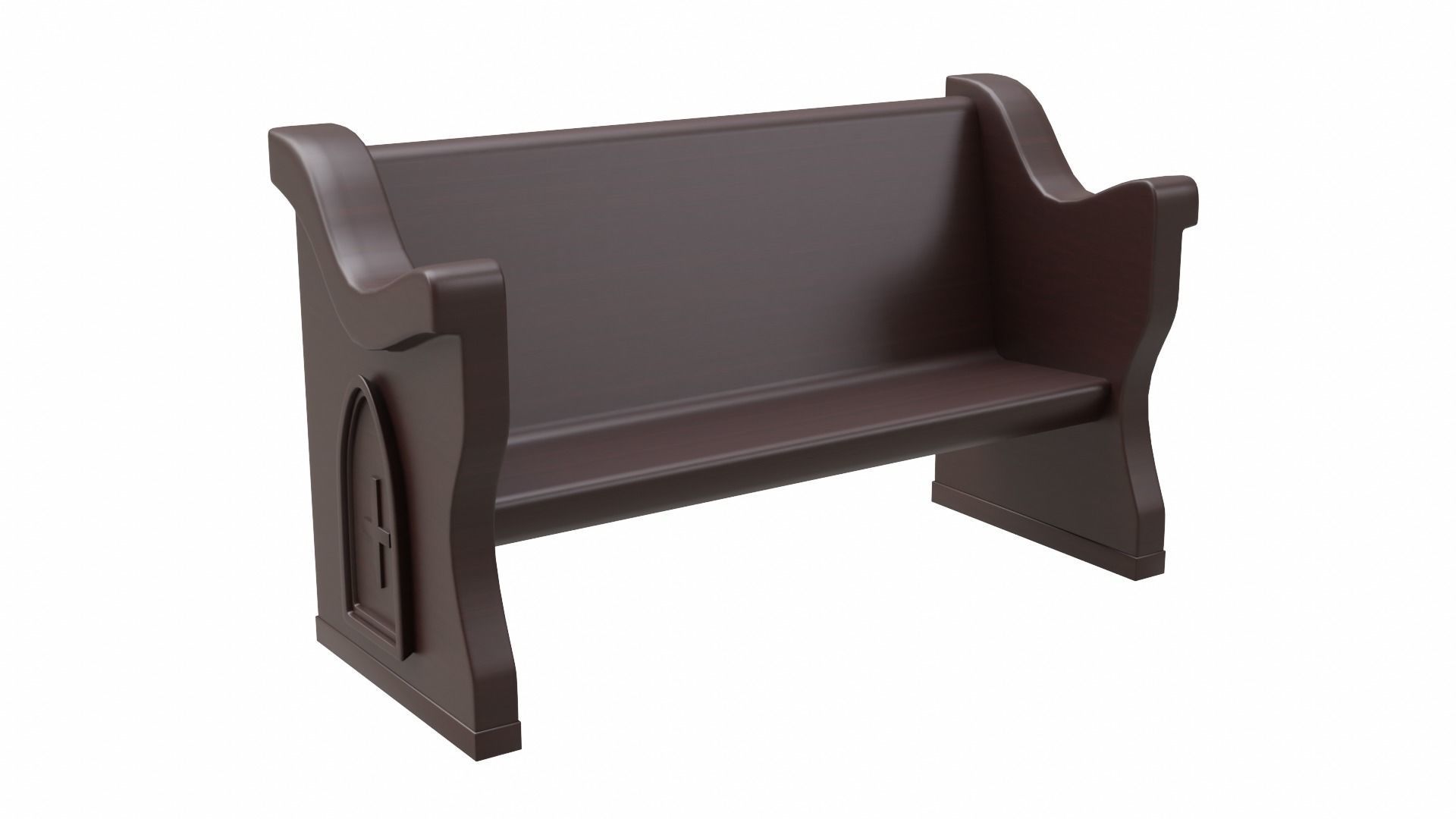 Church Pew Set 2 Low-poly 3D model_9