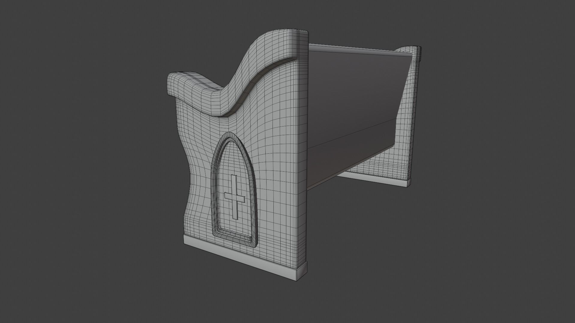 Church Pew Set 2 Low-poly 3D model_16